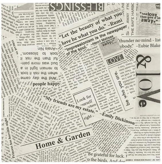 Natural Read All About It Cotton Wideback Fabric per Yard