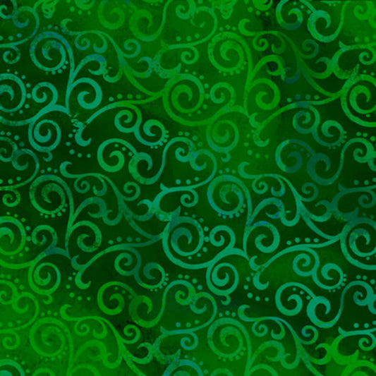 QT Ombre Scroll 24174-GF Green/Fern quilting cotton