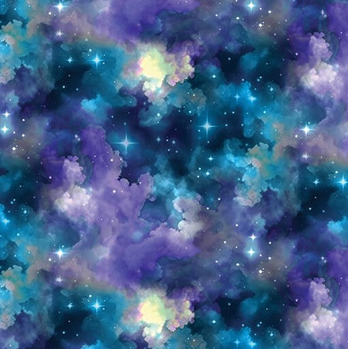 Benartex Celestial Skies Light Show Sky Blue Purple