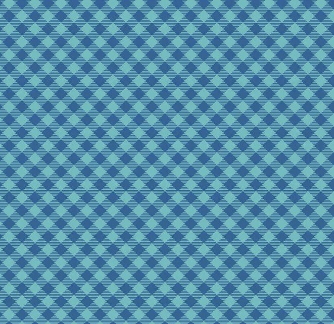 Riley Blake Cozy Christmas Gingham Blue cotton quilting fabric