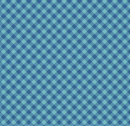 Riley Blake Cozy Christmas Gingham Blue cotton quilting fabric