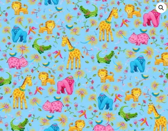 Oasis Flannel Jungle Animals Aqua 446291 soft flannel fabric