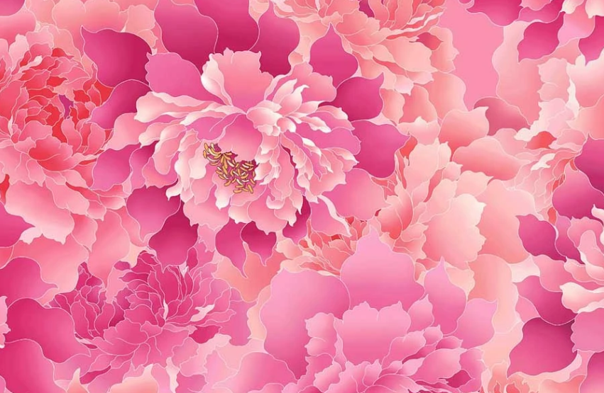 Henry Glass Peony Paradise 3603W-22 pink wide backing fabric 118 inch