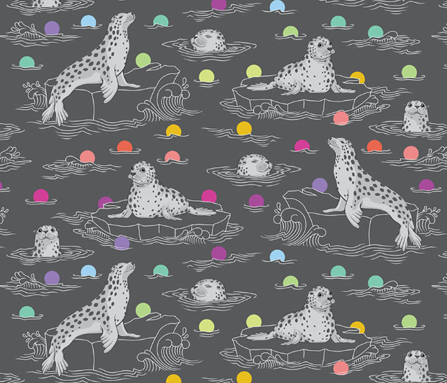 Tula Pink Seal the Deal Carbon black quilting cotton FreeSpirit