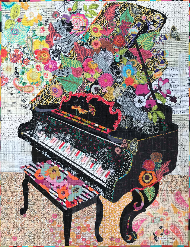 Piano Collage Quilt Pattern by Laura Heine music themed