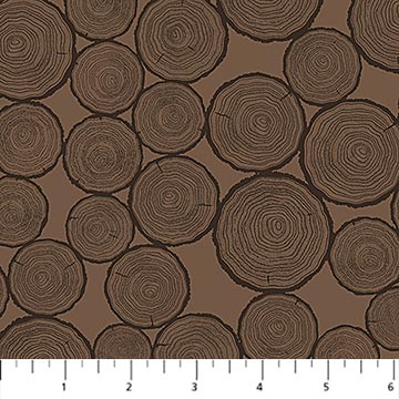 Northcott Camping Therapy brown wood pile cotton