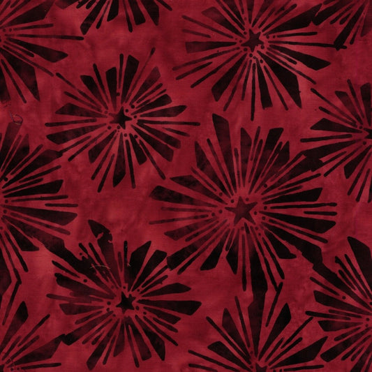 Island Batik Freedom Rings Starburst Red Paprika cotton batik quilting fabric