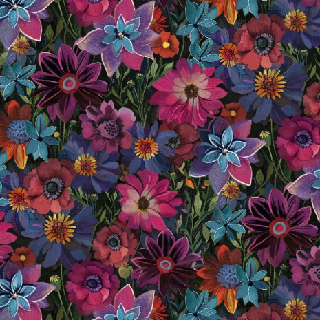 Timeless Treasures - Calico Cat - Forest Floral