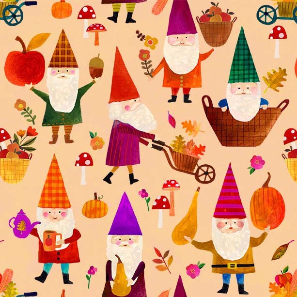 Michael Miller Harvest Gnome print fall quilting fabric