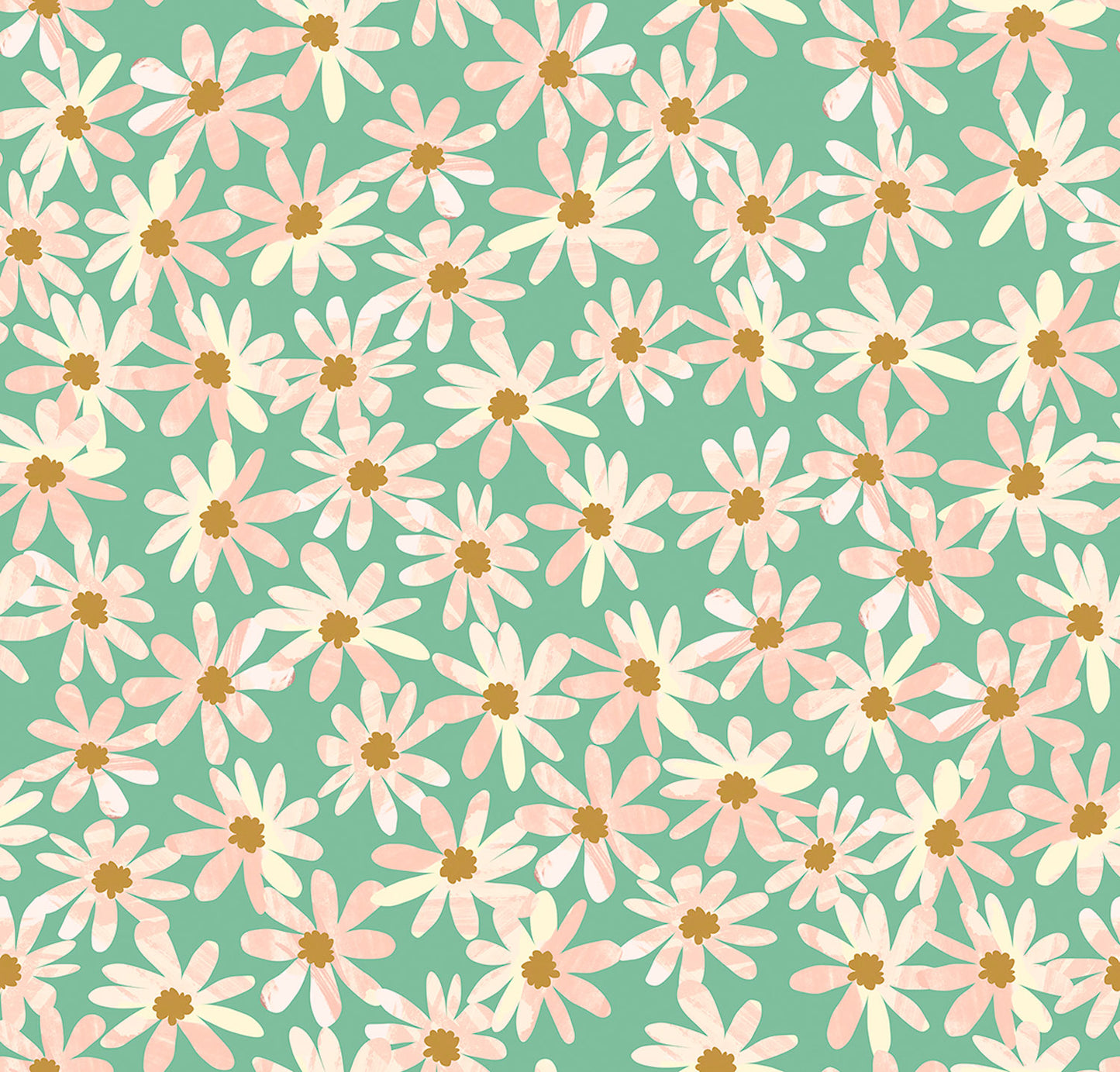 Lewis Irene Flower Market Daisy Chain Mint WB075 green floral quilting cotton