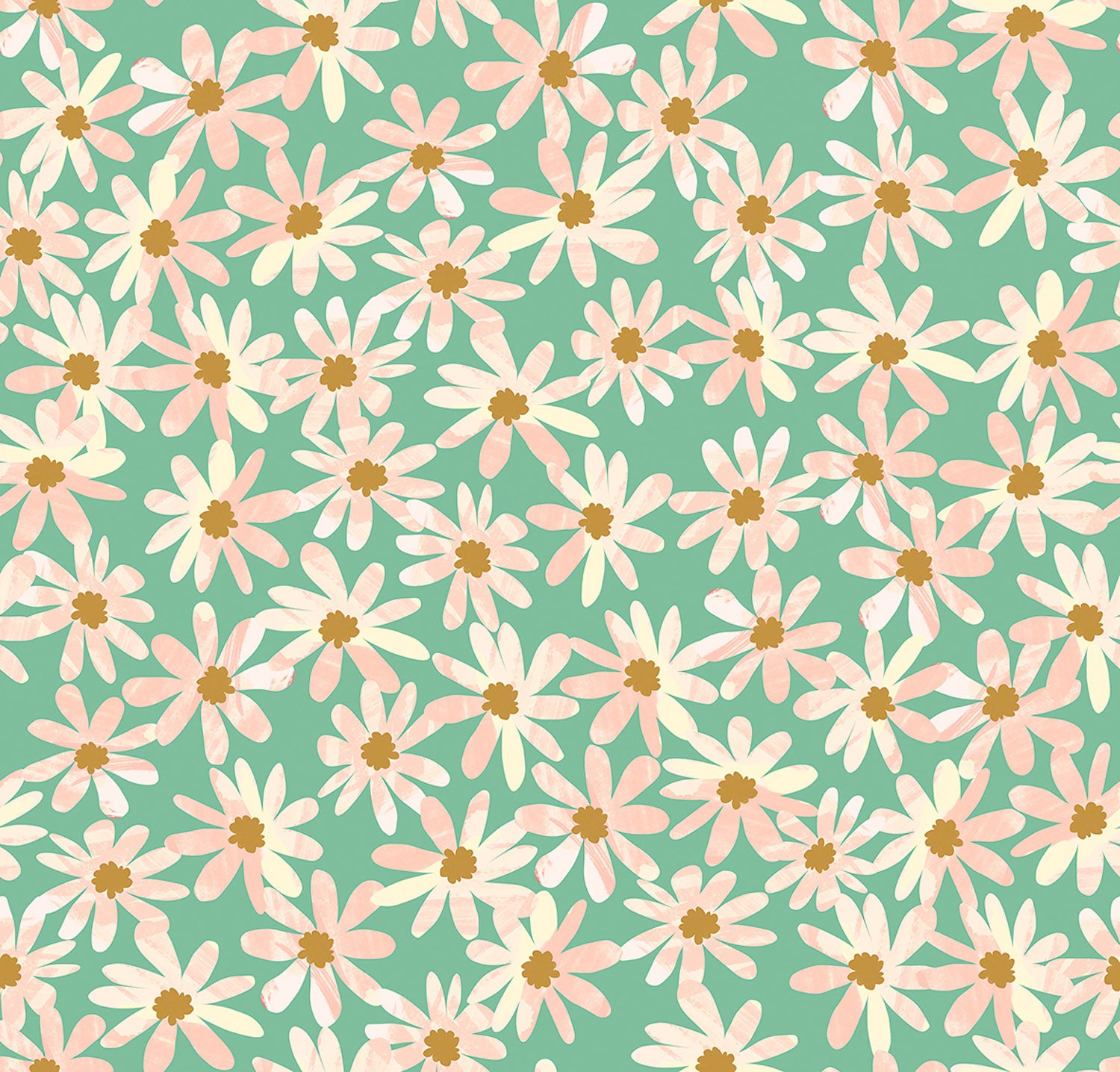 Lewis Irene Flower Market Daisy Chain Mint WB075 green floral quilting cotton
