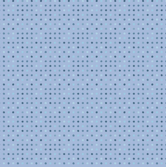 Poppie Cotton Blue Seeing Spots polka dot quilting cotton fabric