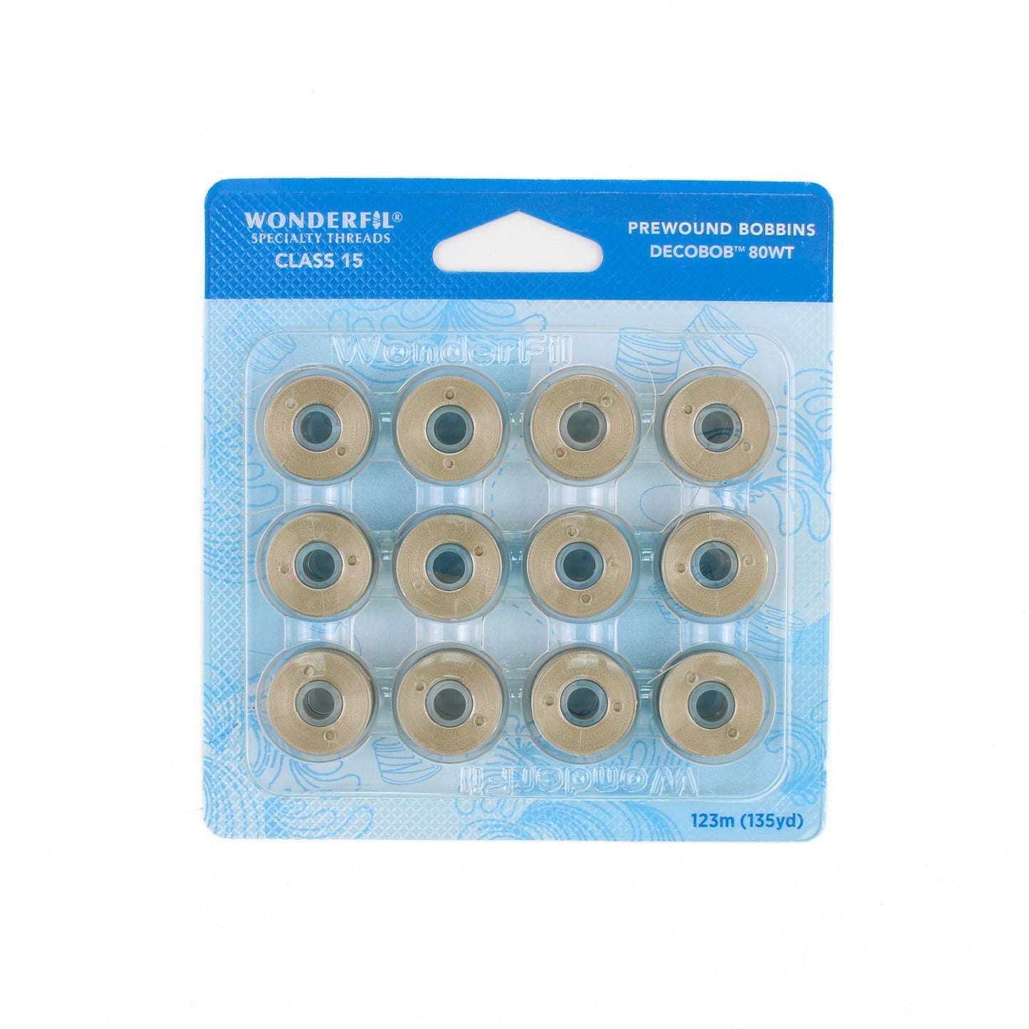 WonderFil Decobob prewound bobbin taupe DB115 80wt class 15 machine quilting