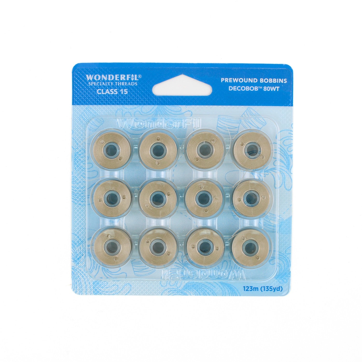 WonderFil Decobob prewound bobbin taupe DB115 80wt class 15 machine quilting