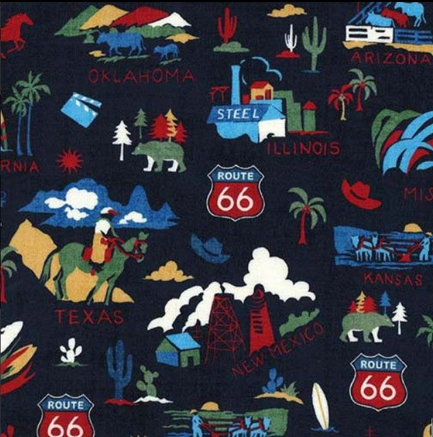 Michael Miller The Mother Road Navy DCX12519-NAVY quilting cotton fabric
