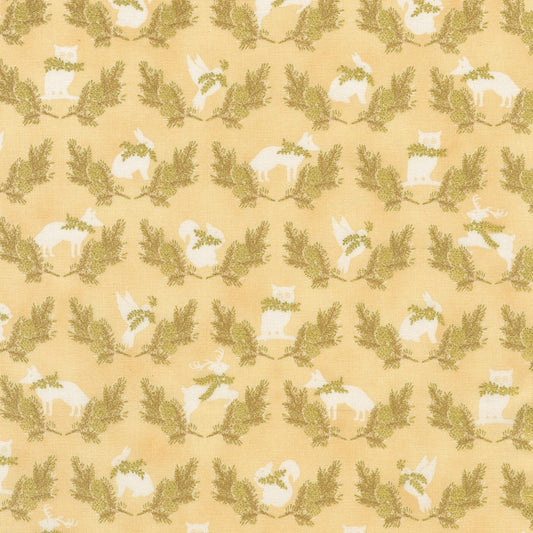 Robert Kaufman Holiday Flourish Forest Glen metallic Christmas cotton in Vanilla, SKU SRKM-23706-85