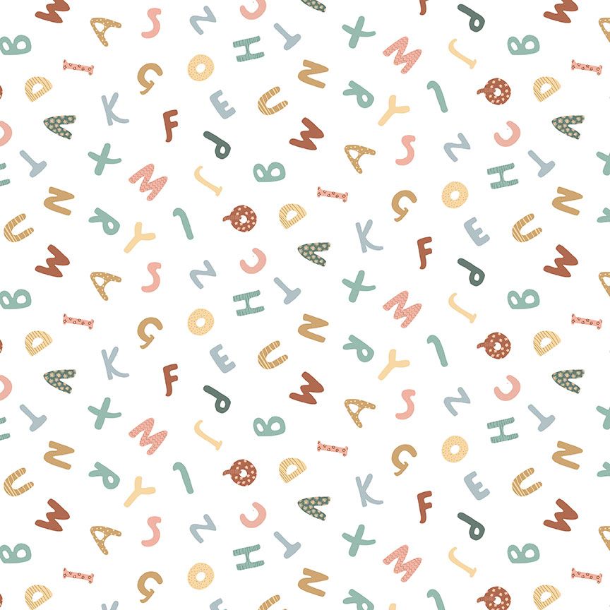 Dear Stella Easy As ABC White STELLA-D3224 quilting fabric