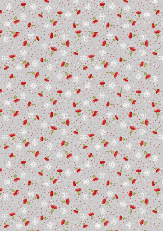 Lewis & Irene Celtic Christmas thistledown print on silver, C134A cotton fabric