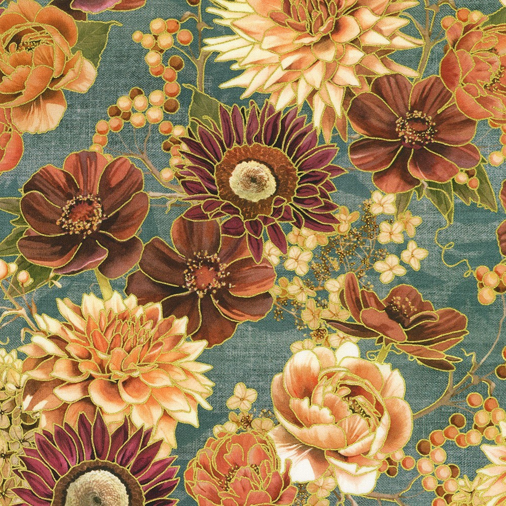 Robert Kaufman - Lynnea Washburn - Hello Fall - AWHDM-23917-68 Dusty Blue