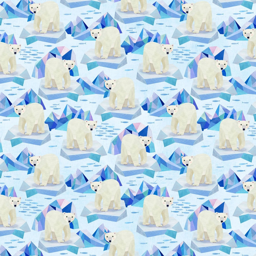 Michael Miller Cloud Polar Bears white cream quilting cotton