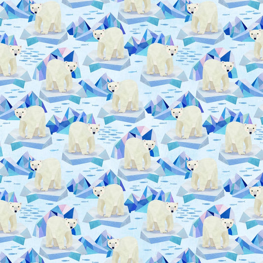 Michael Miller Cloud Polar Bears white cream quilting cotton