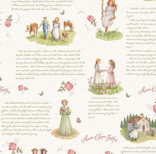 Riley Blake Anne of Green Gables Main Cream novelty quilting cotton