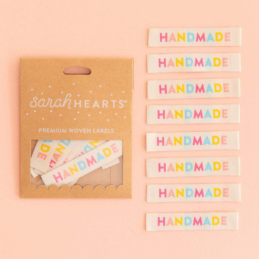 Colorful Handmade woven sew-in labels 8 pack Sarah Hearts notion