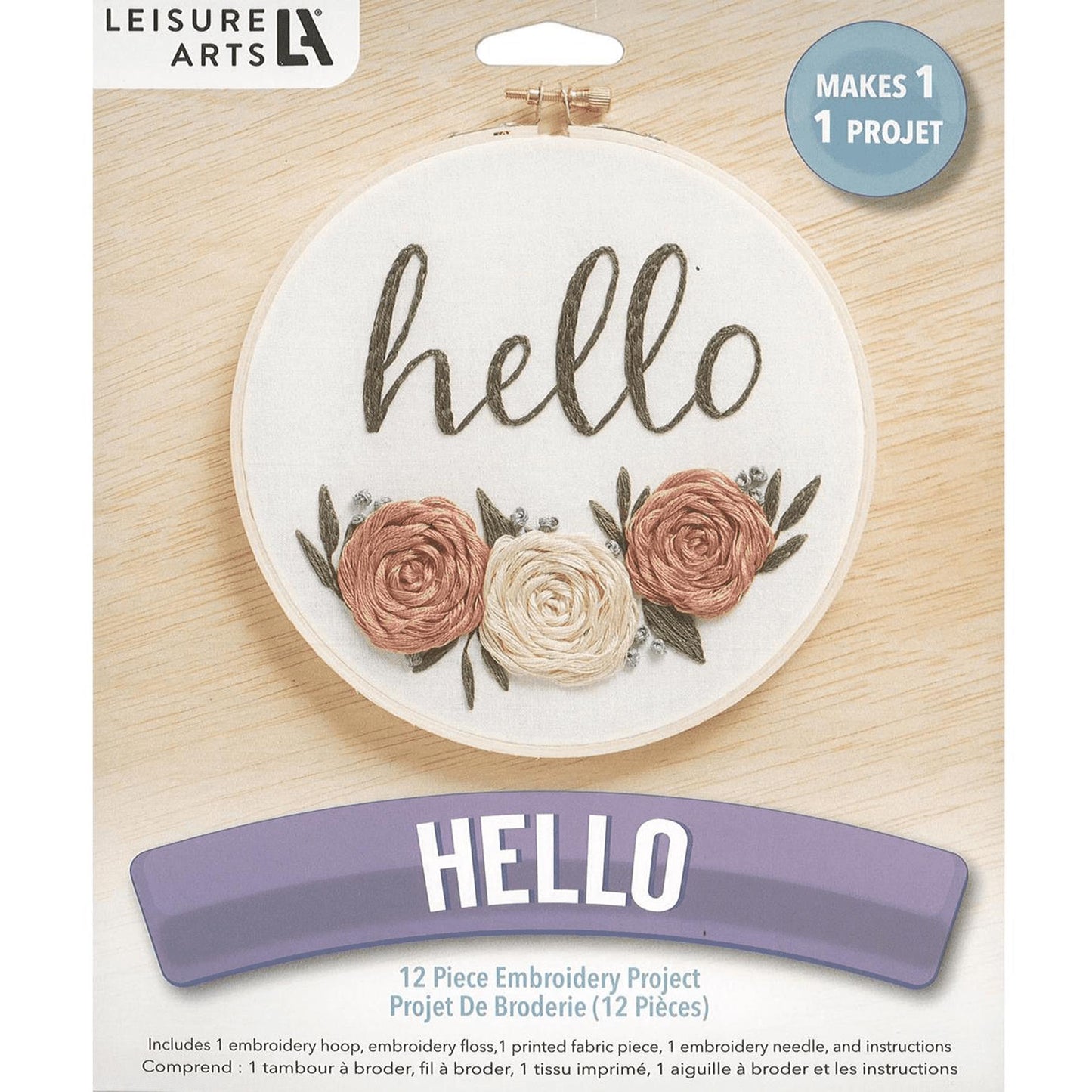 Leisure Arts embroidery kit 6 inch Hello craft kit