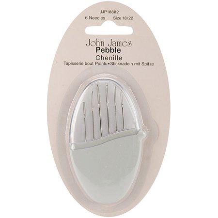 John James Pebbles Chenille Needles Assorted Sizes 18/22 6ct Misty Grey