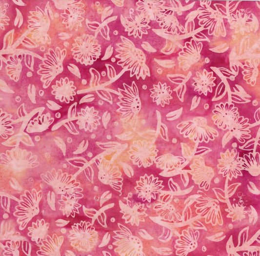 Crazy for Daisies Tossed Daisies Red Salmon hand-dyed batik quilting cotton by Lumin Fabrics