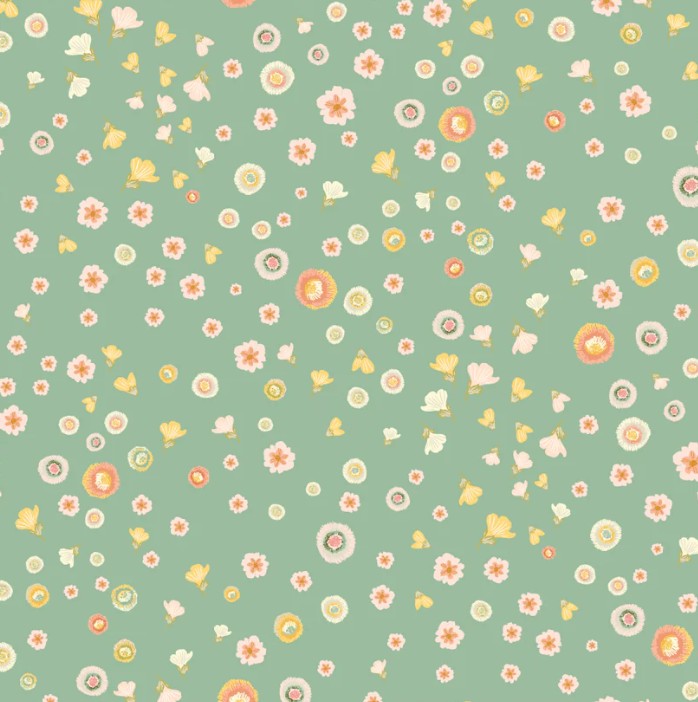 Poppie Cotton Stardust Green cotton quilting fabric