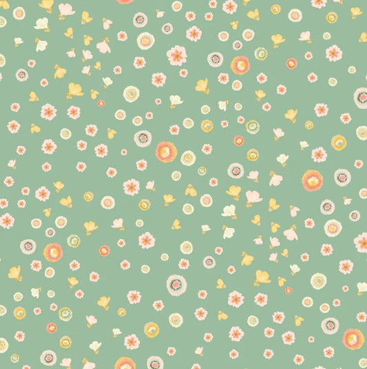 Poppie Cotton Stardust Green cotton quilting fabric