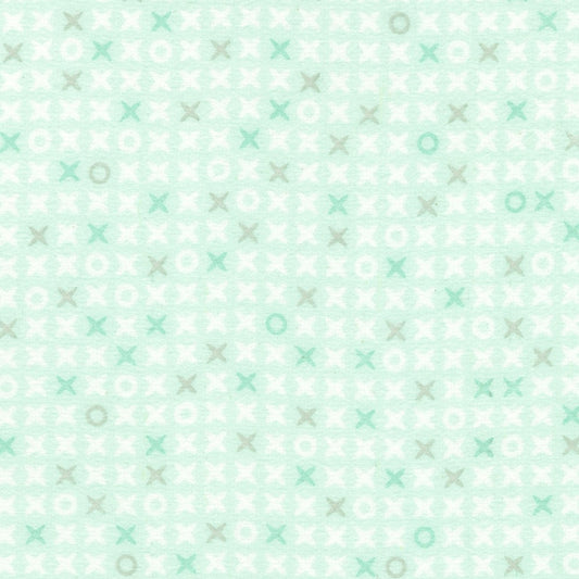 Cozy Cotton Flannel, XOXO, Sea Mist