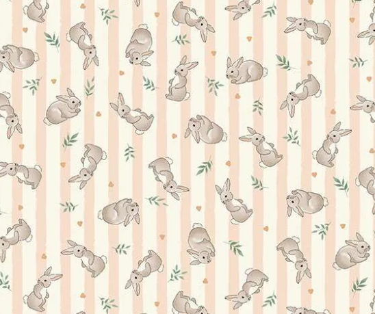 Makower UK Little Ones Bunnies Coral 191C baby quilting cotton
