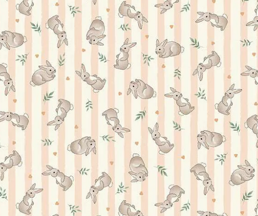 Makower UK Little Ones Bunnies Coral 191C baby quilting cotton