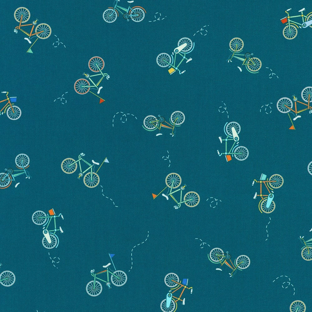 Robert Kaufman Full Speed Ahead Teal transportation quilting cotton