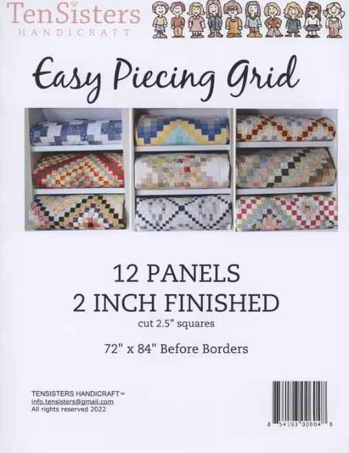 Ten Sisters EasyPiecing grid panels 12-pack 2-inch finished squares