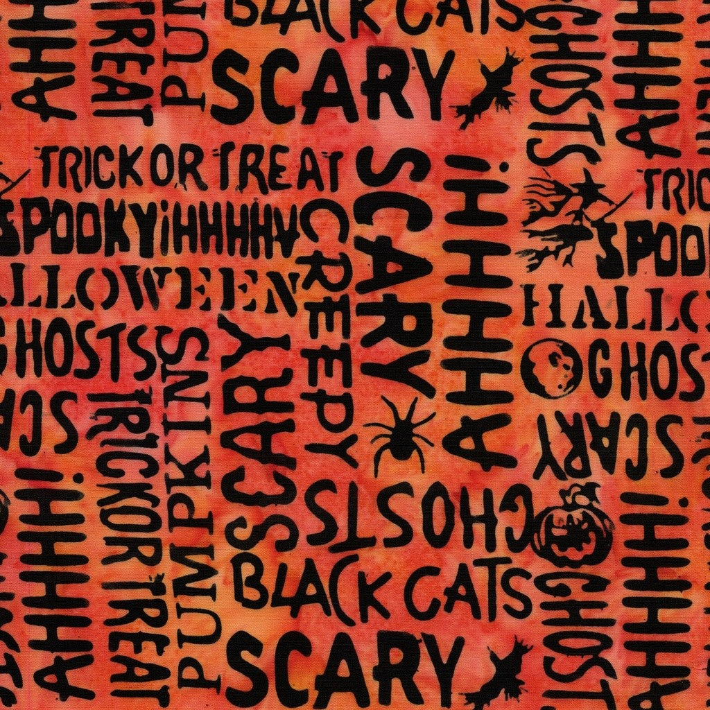 Island Batik - Boo Bash - Jerry Khiev - Halloween Words - Orange Marmalade 122552256