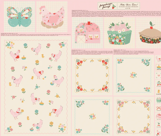 Poppie Cotton Farmhouse Fancy Tea Towel Project Panel FH25970 fabric panel