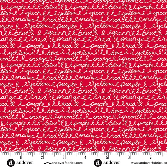 Andover - Back to School - Cursive Colors Cherry - A-10246-R