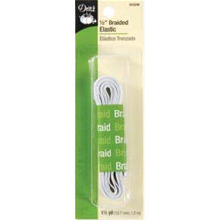 Dritz braided elastic 1/2 inch 1.5 yard white notion
