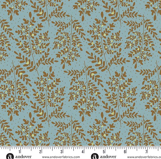 Andover Flourish Fern Fronds Blue 1628B quilting fabric