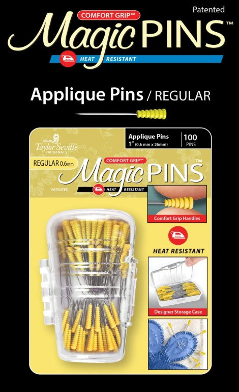 Taylor Seville Originals Comfort Grip Magic Pins Applique Regular -Quilting Supplies-Sewing Supplies-Sewing Notions-100 Count
