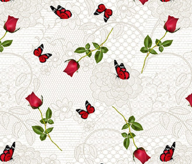 Blank La Vie En Rose 4213-19 Ecru cotton quilting fabric