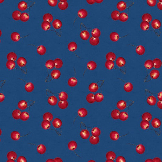 Lumin Patchwork Picnic navy cherries W105-014-573 quilting cotton