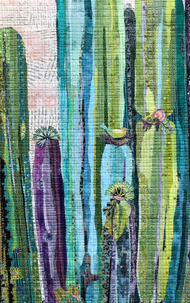 Laura Heine Painted Cactus Collage Quilt Kit collage quilt kit