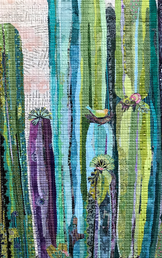 Laura Heine Painted Cactus Collage Quilt Kit collage quilt kit