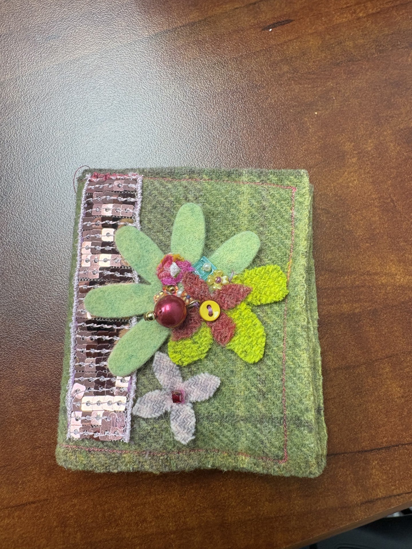 Handmade Sewing Books Small Green Flowers quilting cotton