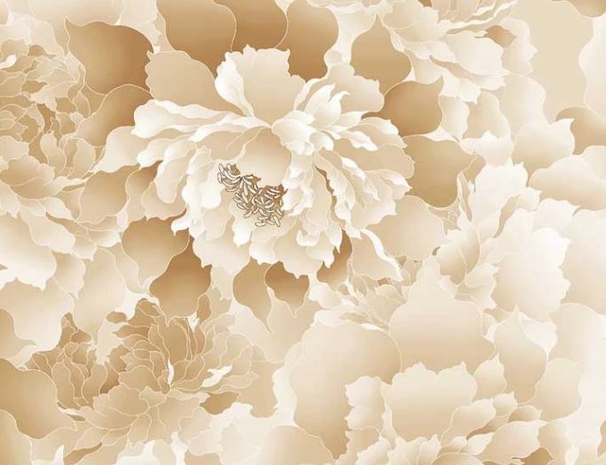 Henry Glass Peony Paradise 3603W-36 tan wide backing fabric 118 inch