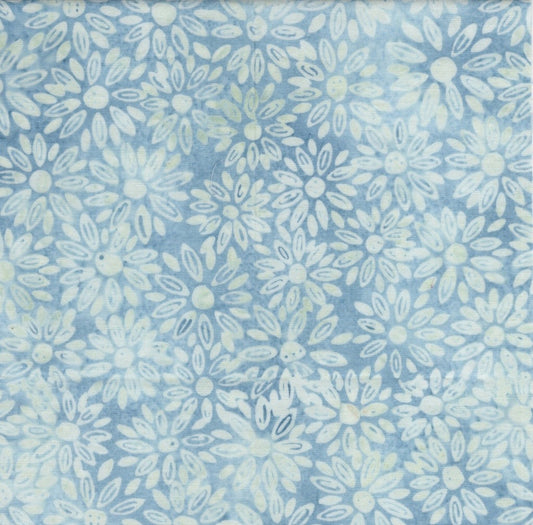 Crazy for Daisies Medium Daisies Blue Bluebelle hand-dyed batik quilting cotton by Lumin Fabrics